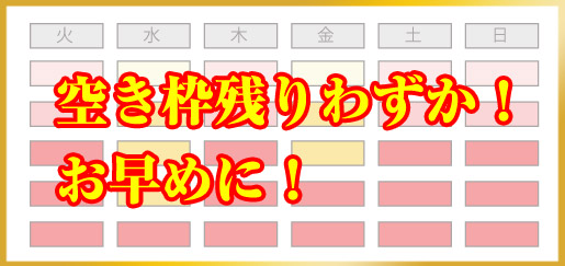 レッスン残り空き枠わずか！